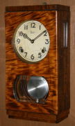 明治時計／６インチ虎斑杢小型スリゲル掛け時計